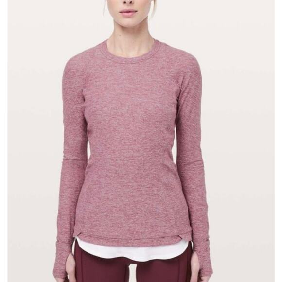 Lululemon Heathered Misty Merlot Runderful Long Sleeve Shirt Size 6 - Picture 1 of 9
